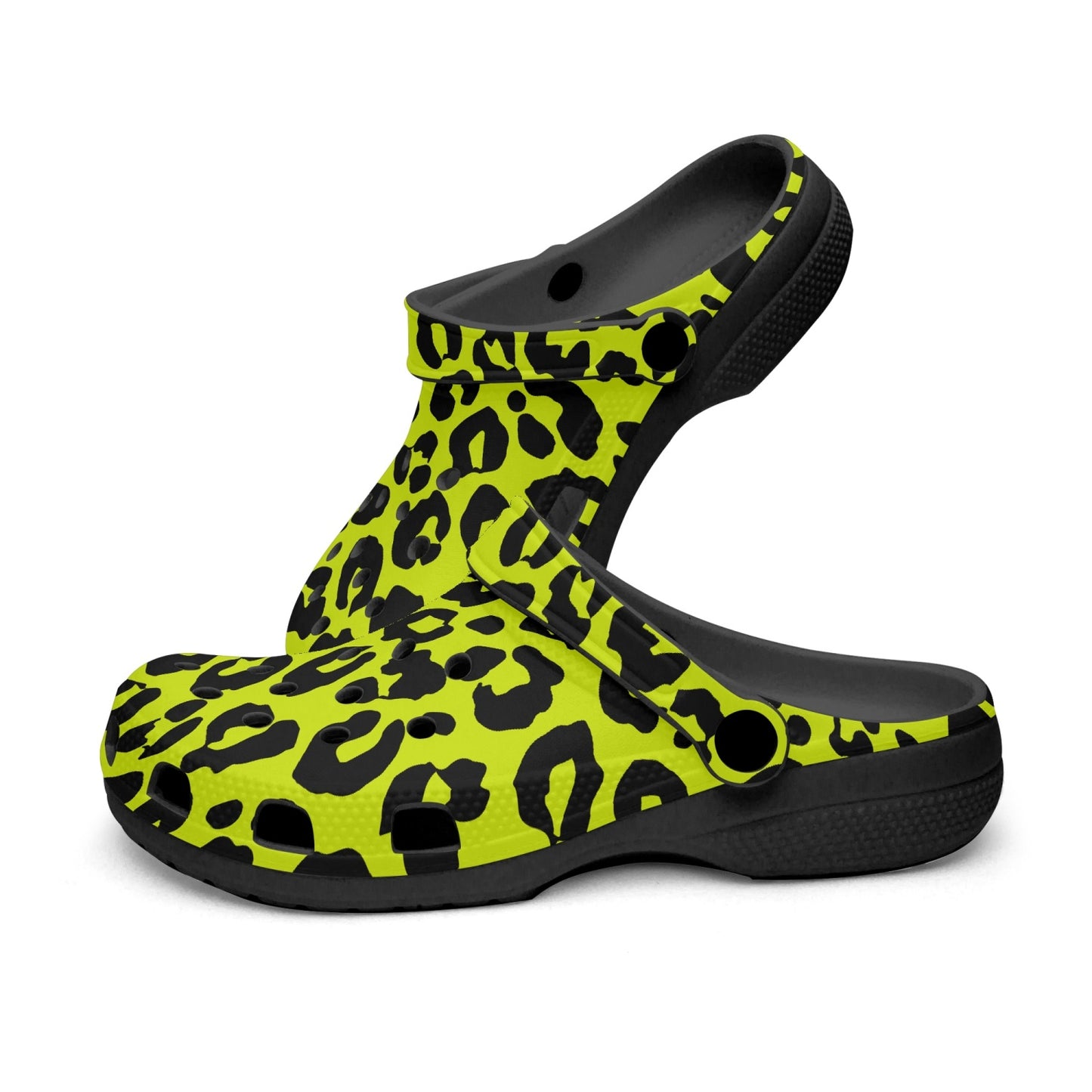 Yellow leopard clogs