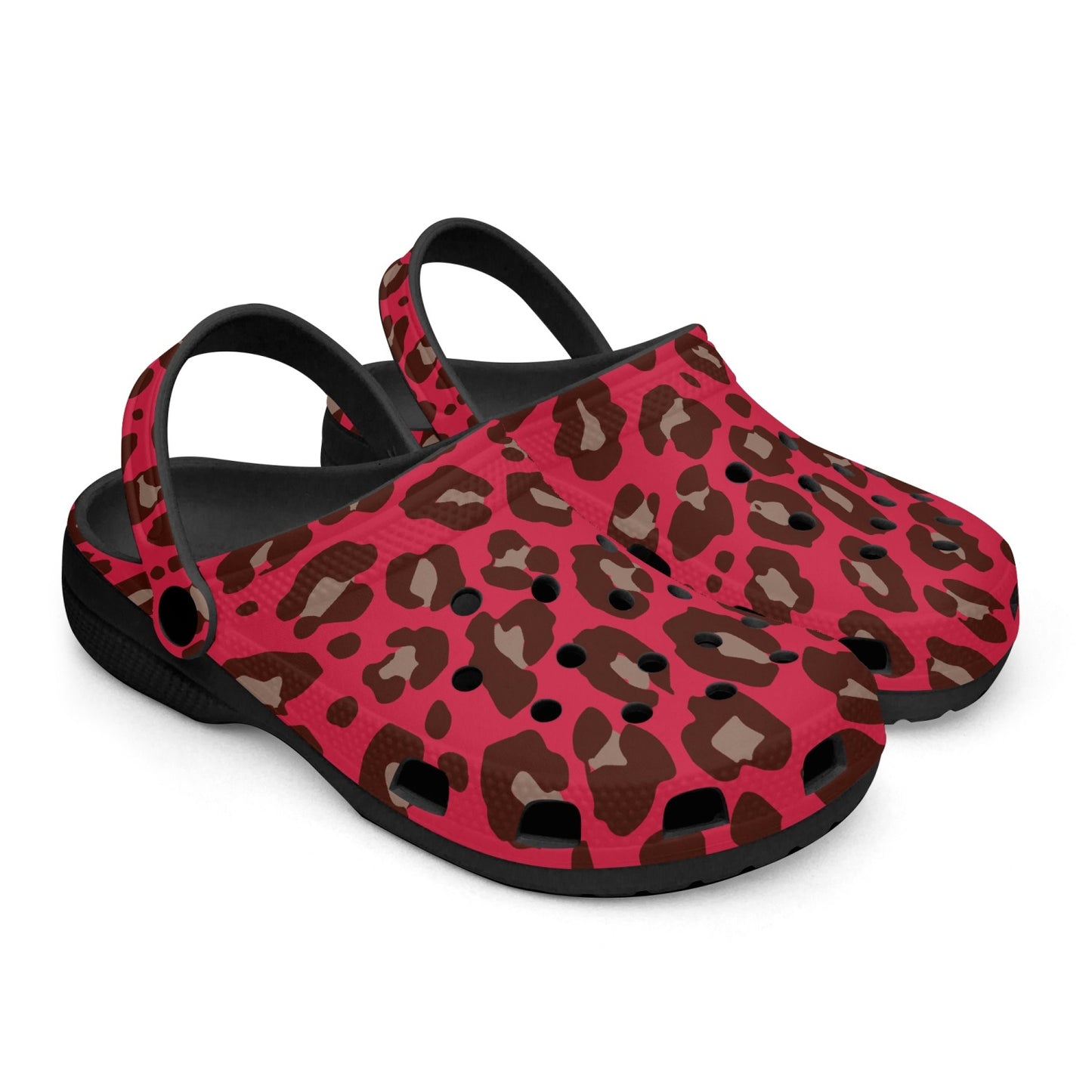 Red leopard clogs