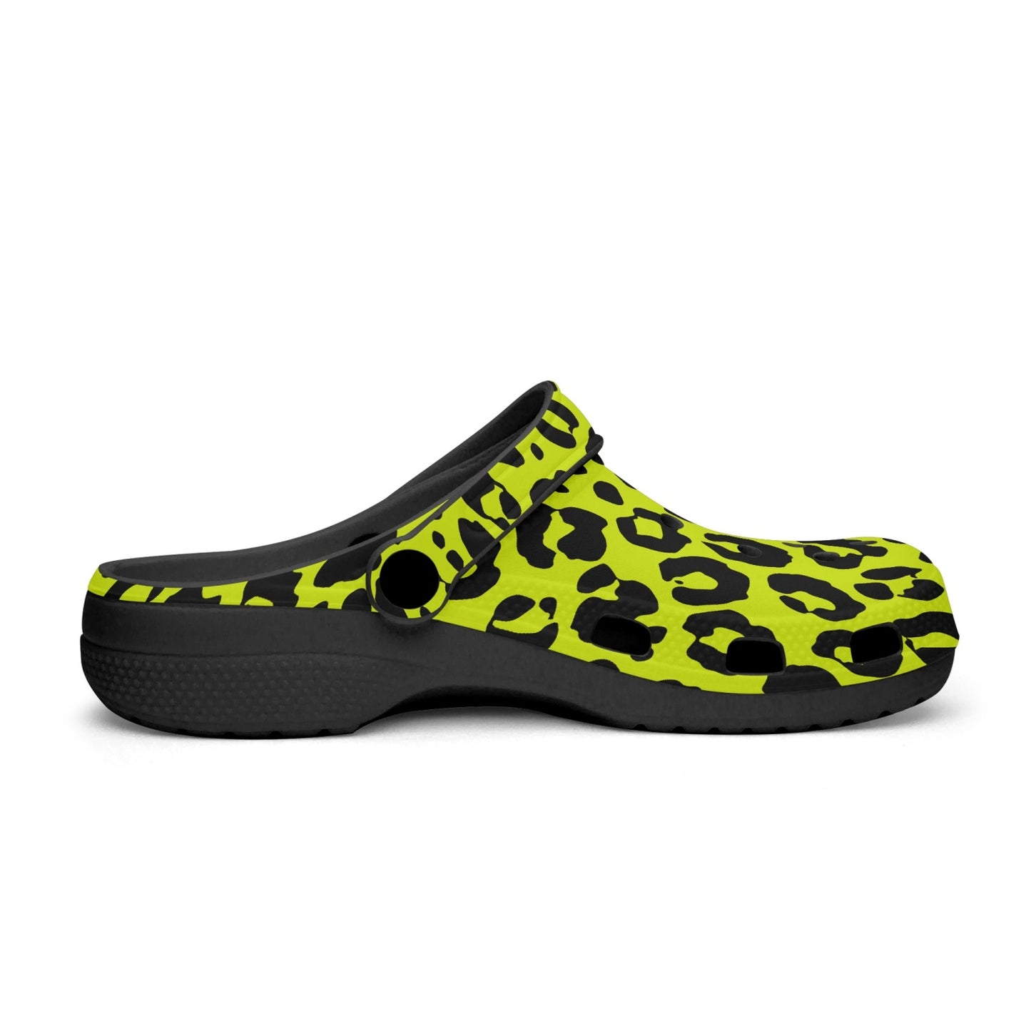 Yellow leopard clogs