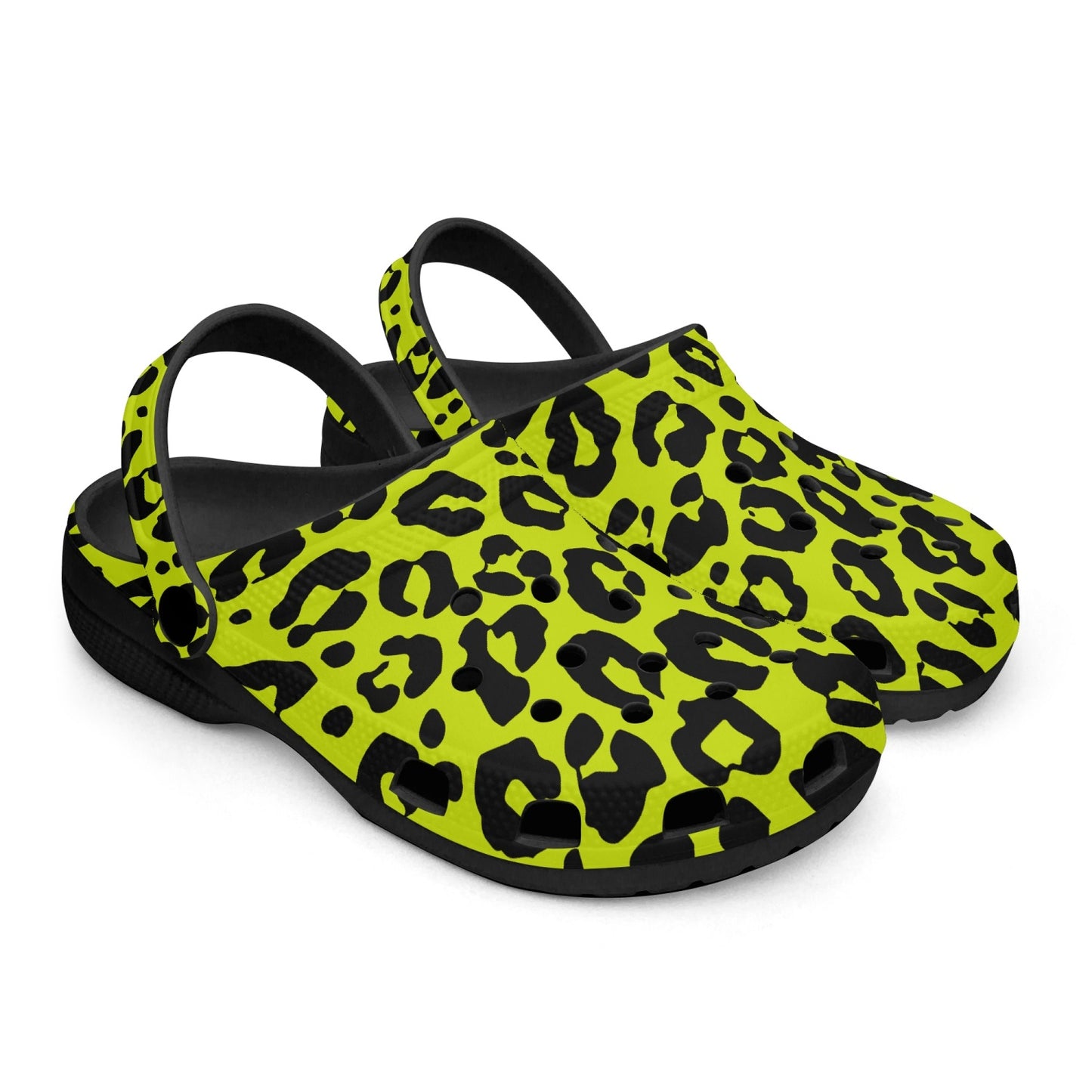 Yellow leopard clogs