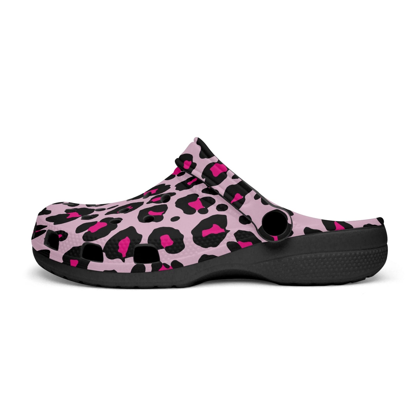 Pinky leopard clogs