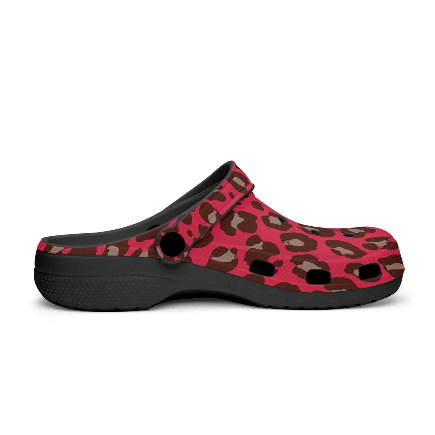 Red leopard clogs