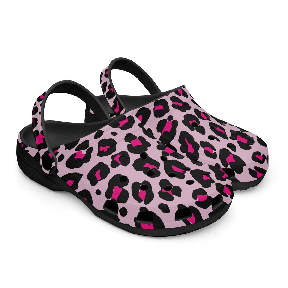 Pinky leopard clogs