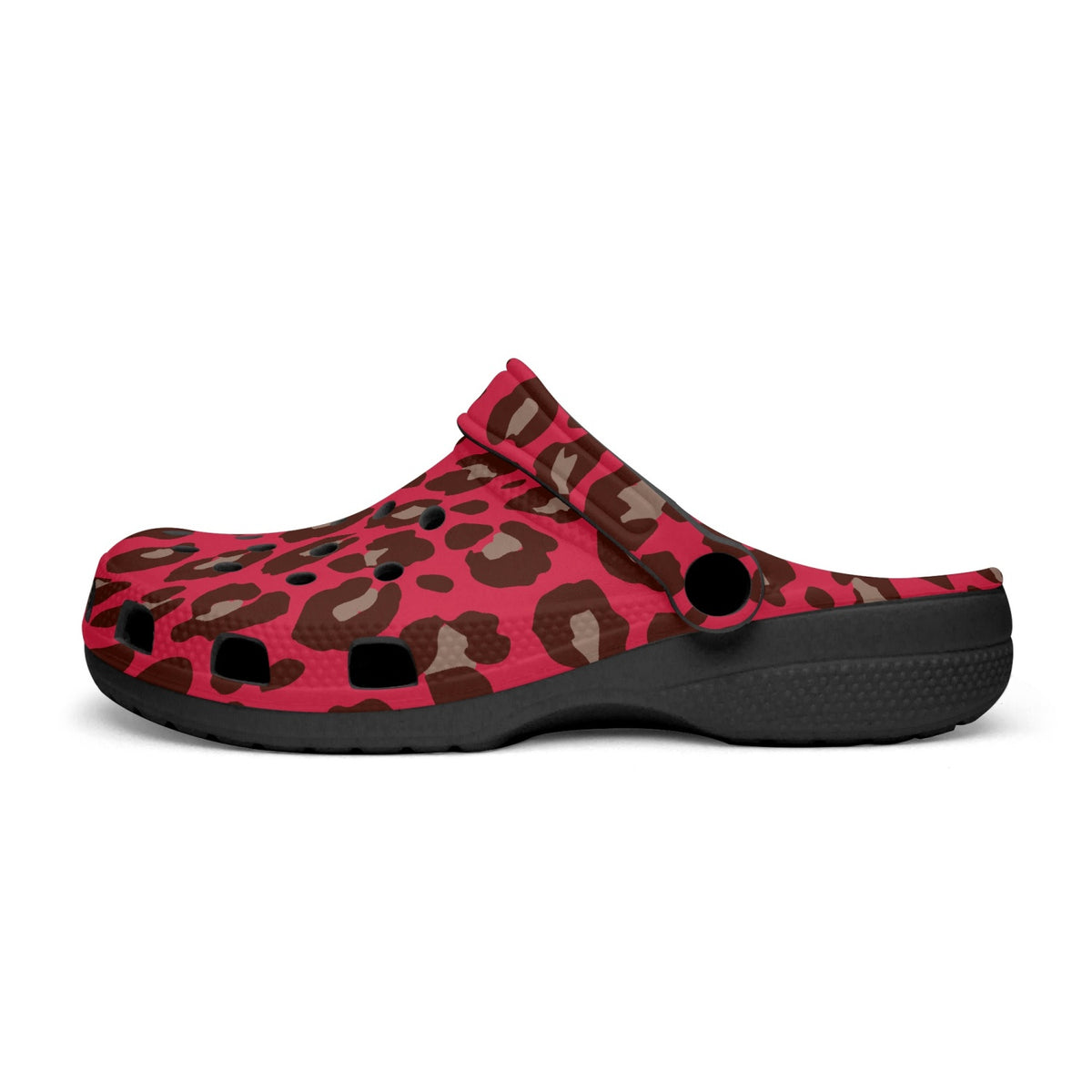 Red leopard clogs