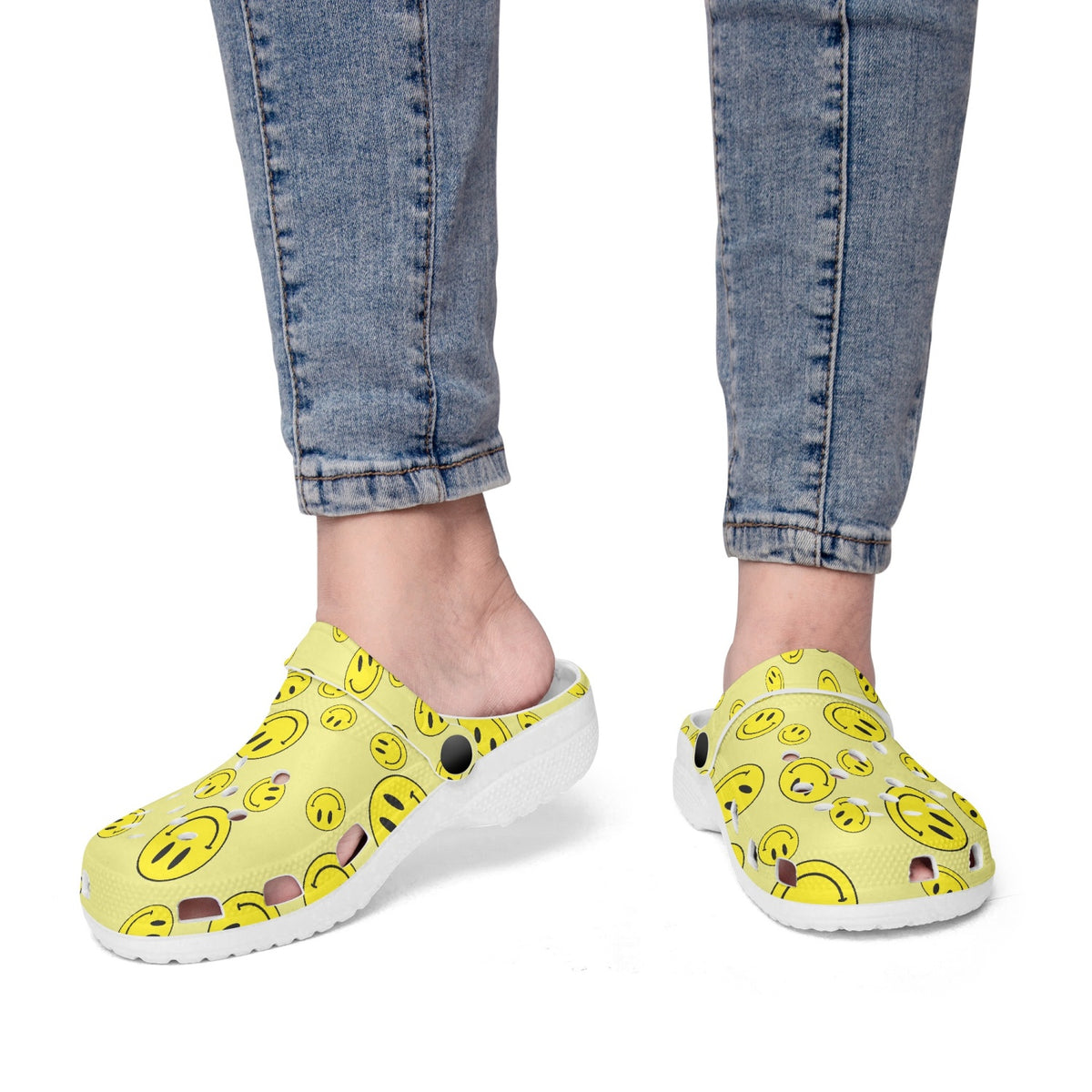 Smiley yellow clogs