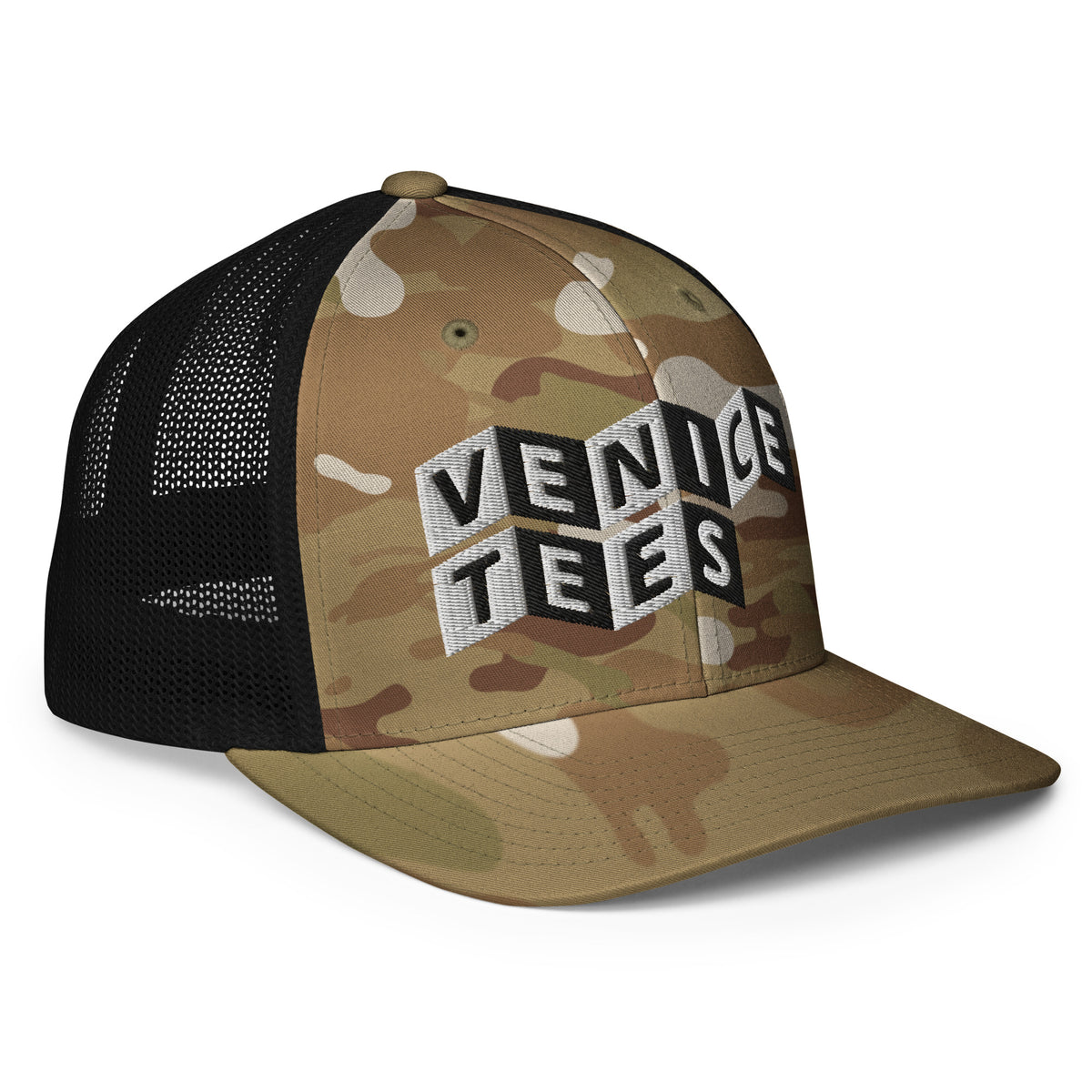 Venice Tees logo multicam trucker cap