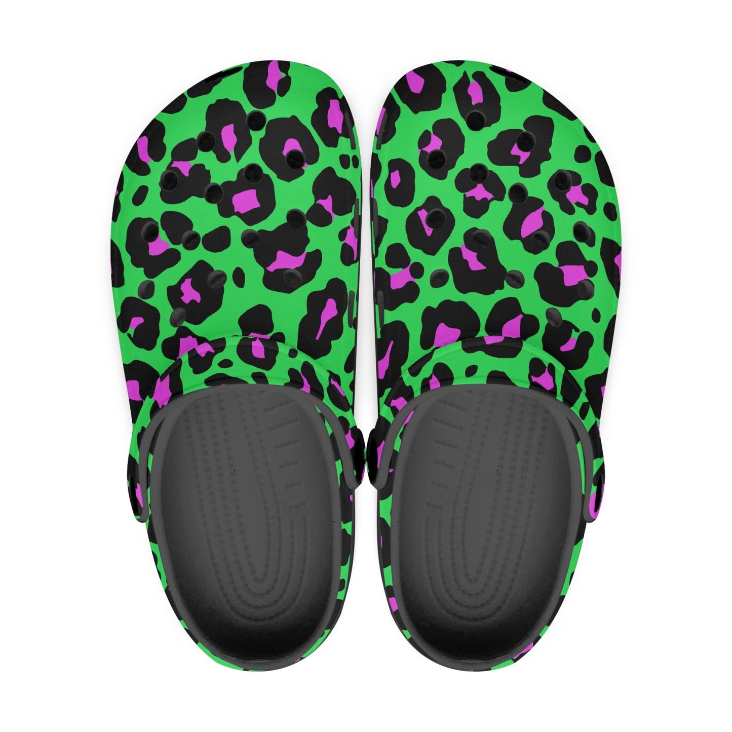 GREEN LEOPARD CLOGS