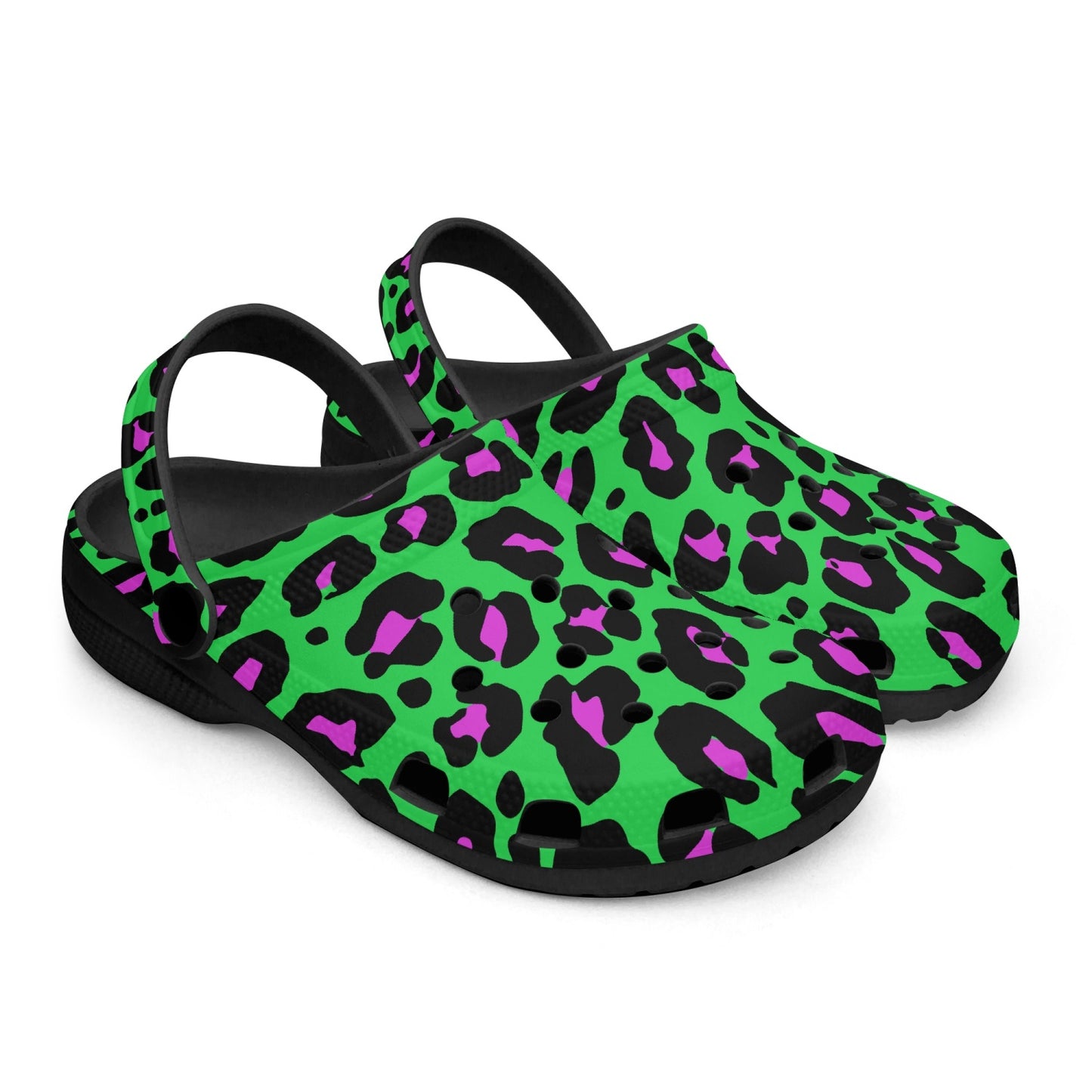 GREEN LEOPARD CLOGS