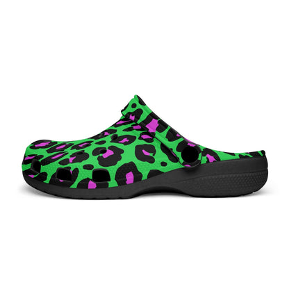 GREEN LEOPARD CLOGS