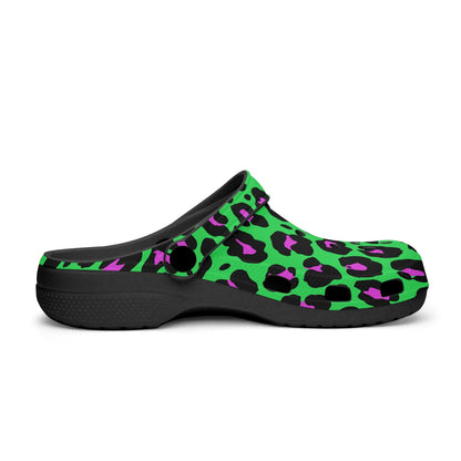 GREEN LEOPARD CLOGS