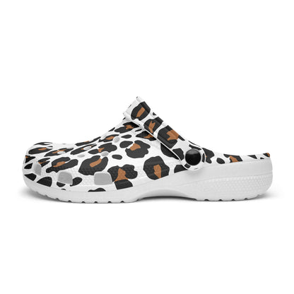 WHITE LEOPARD CLOGS