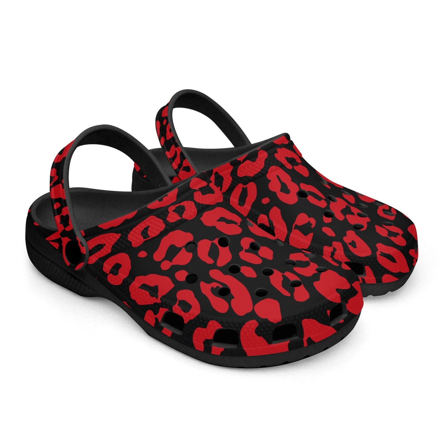 INVERTED RED LEOPARD CLOGS