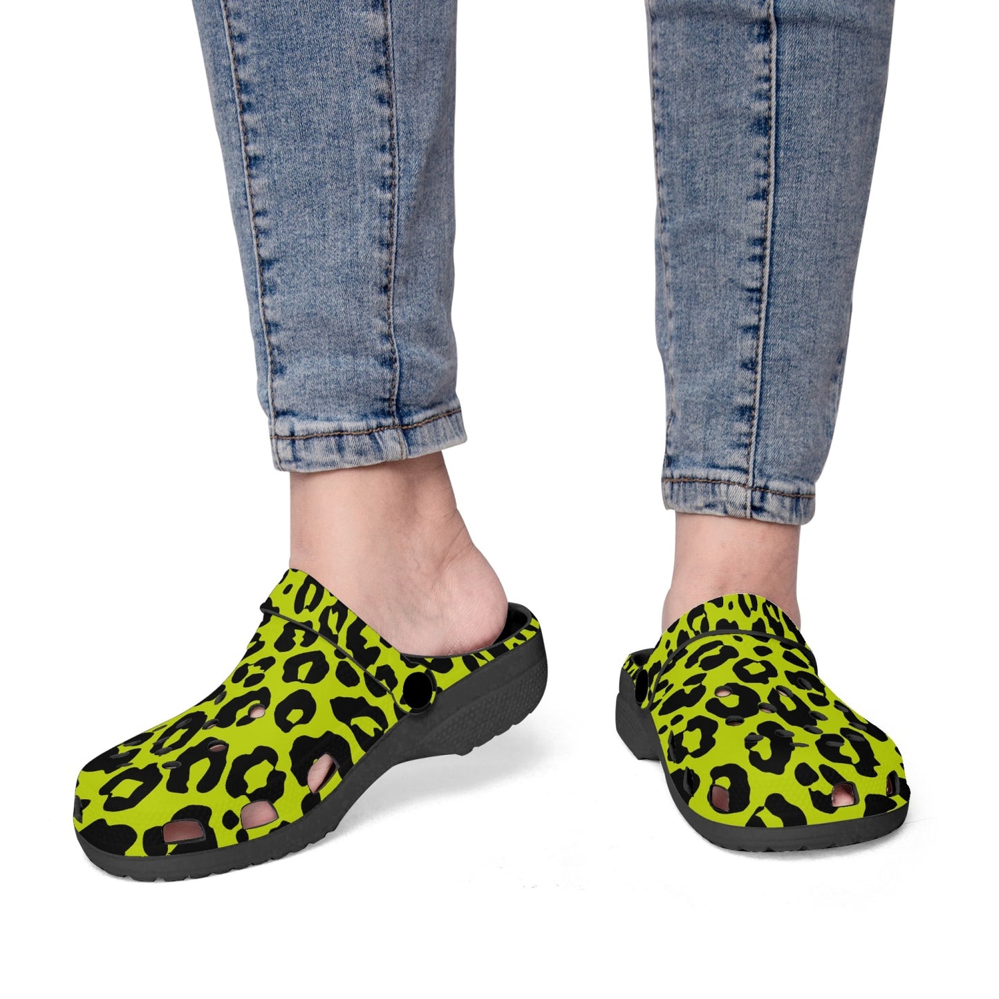 YELLOW LEOPARD CLOGS