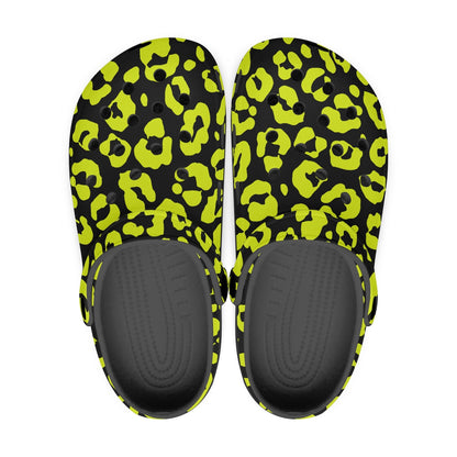 INVERTED YELLOW LEOPARD CLOGS