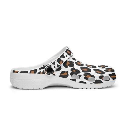 WHITE LEOPARD CLOGS