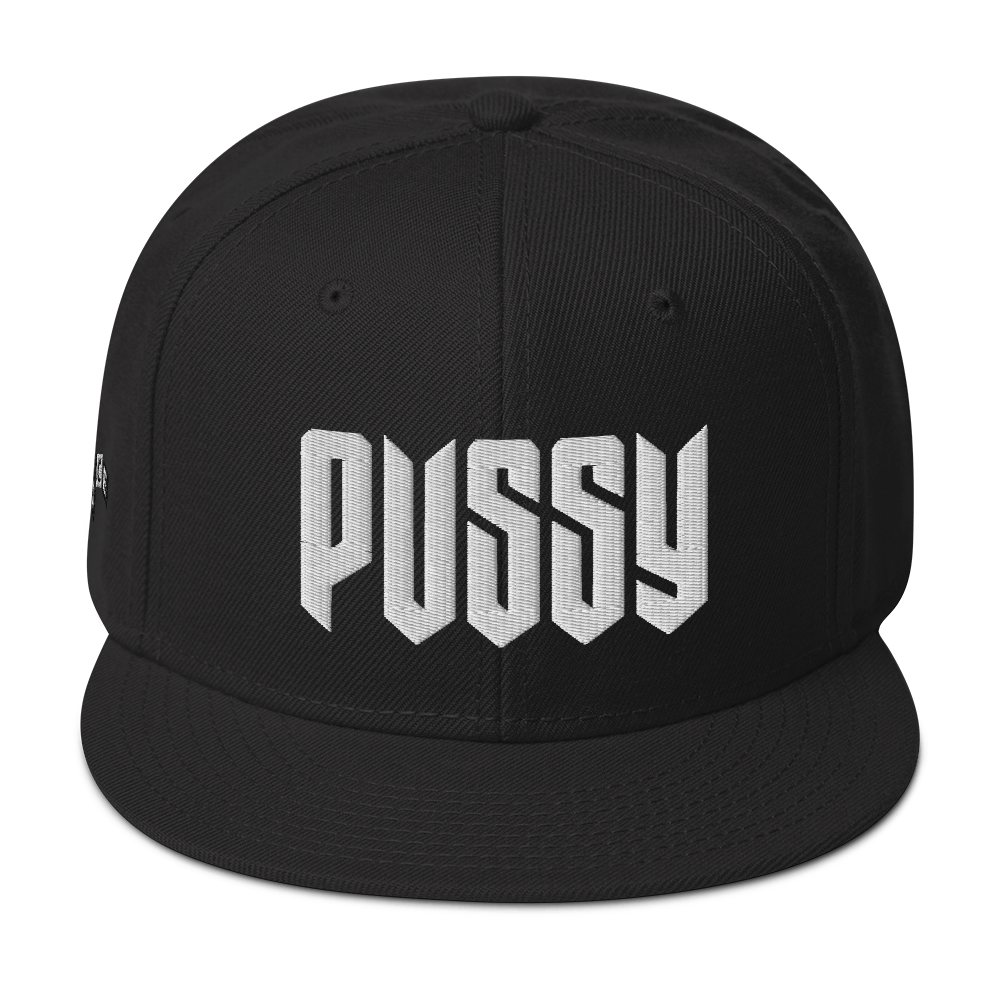 PUSSY BLACK SNAPBACK CAP