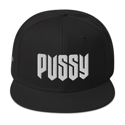 PUSSY BLACK SNAPBACK CAP