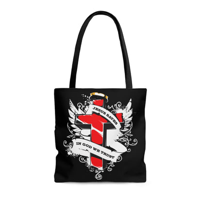 JESUS SAVES BLACK TOTE BAG - VENICE TEES®