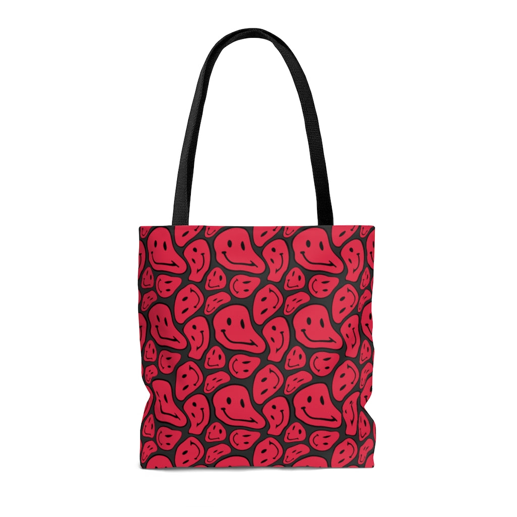 PSYCHEDELIC SMILEY DARK PINK TOTE BAG - VENICE TEES®