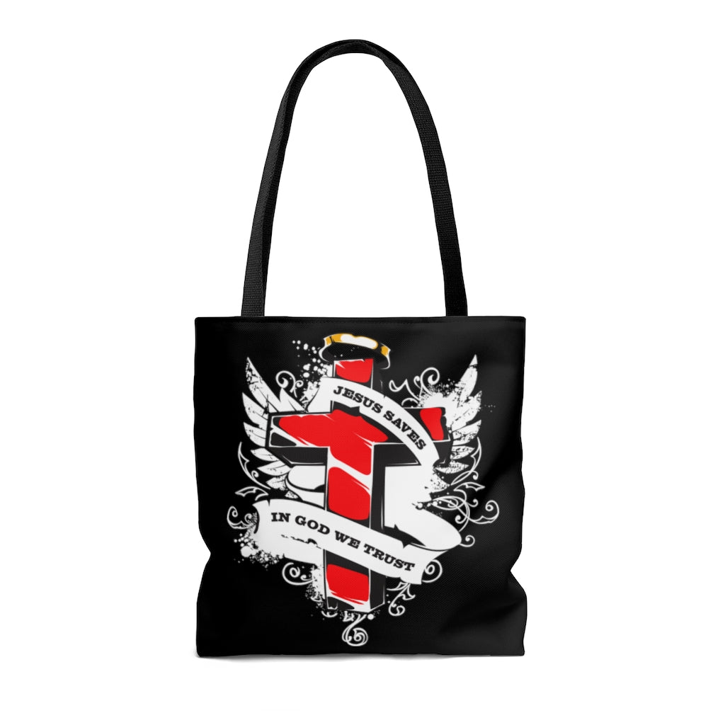 JESUS SAVES BLACK TOTE BAG - VENICE TEES®