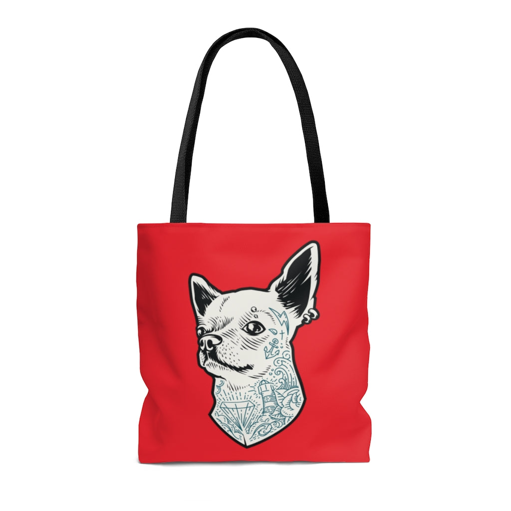 TATTOOED CHIHUAHUA RED TOTE BAG - VENICE TEES®