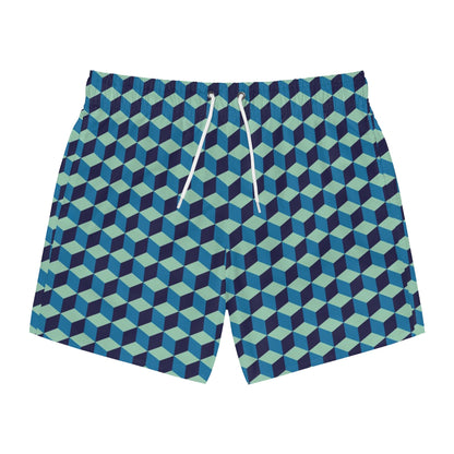 SWIM TRUNKS GEO BLUE