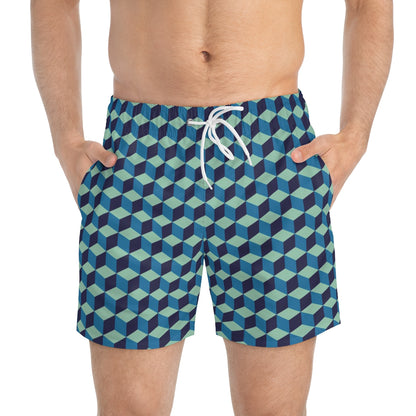 SWIM TRUNKS GEO BLUE