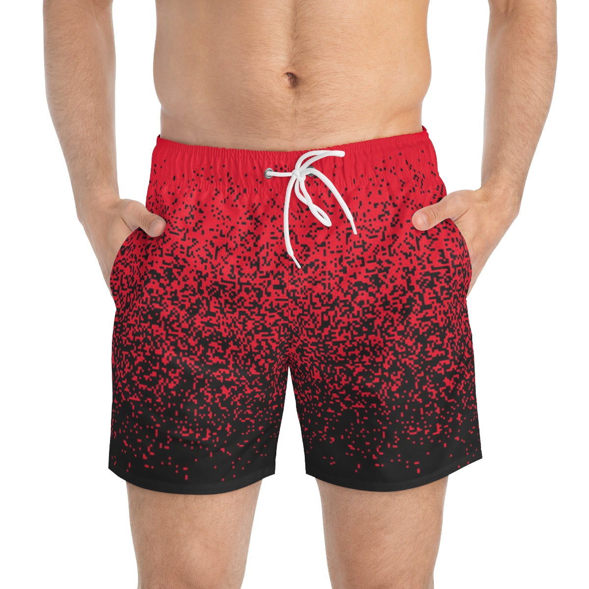 SWIM TRUNKS RED PIXELS - VENICE TEES®