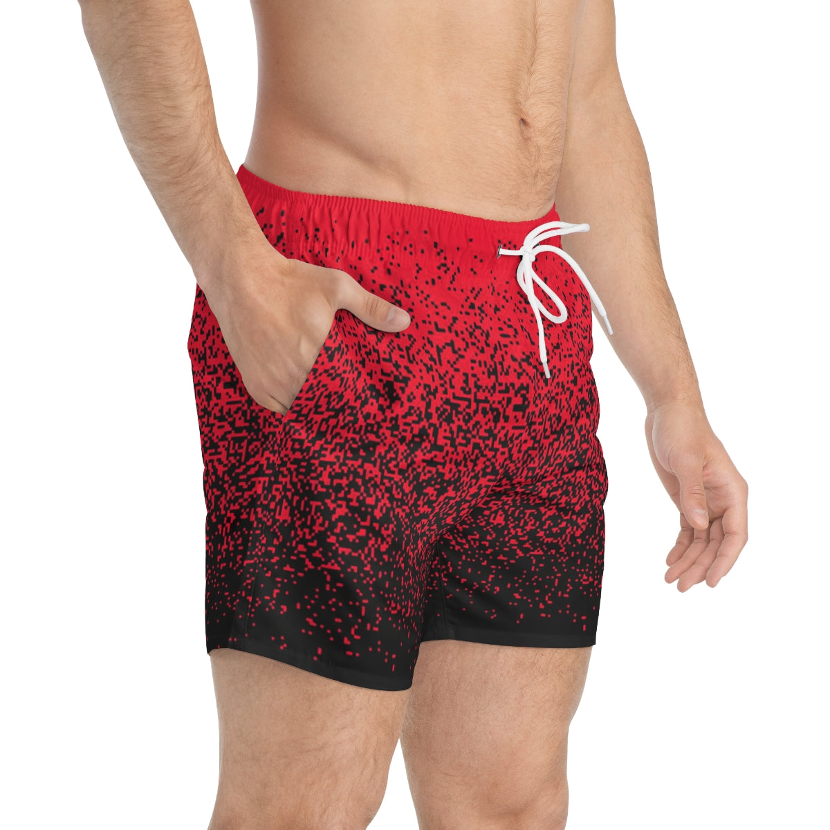 SWIM TRUNKS RED PIXELS - VENICE TEES®