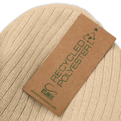 VENICE TEES LOGO BEIGE RIBBED KNIT BEANIE